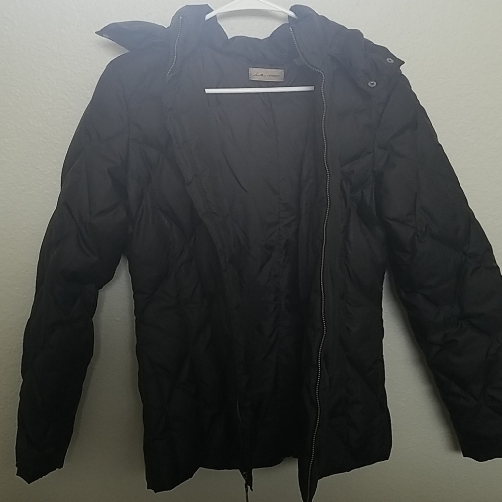A black rain coat